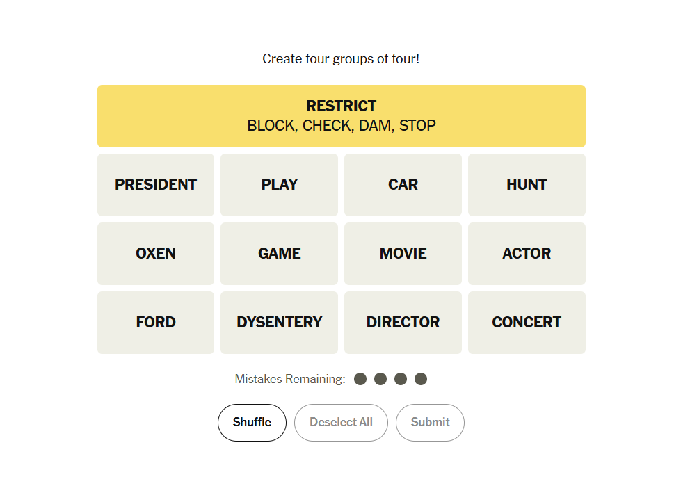 yellow group nyt connections
