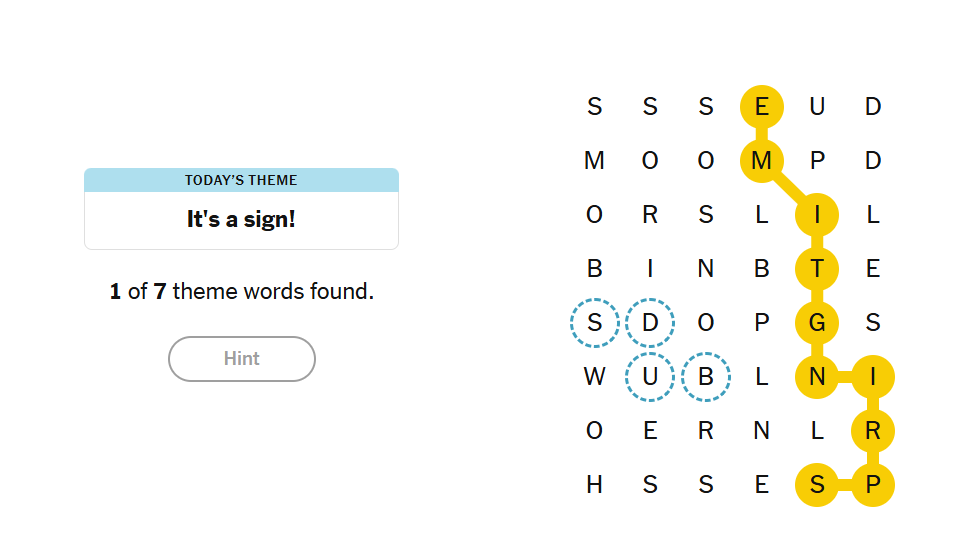 hints nyt strands