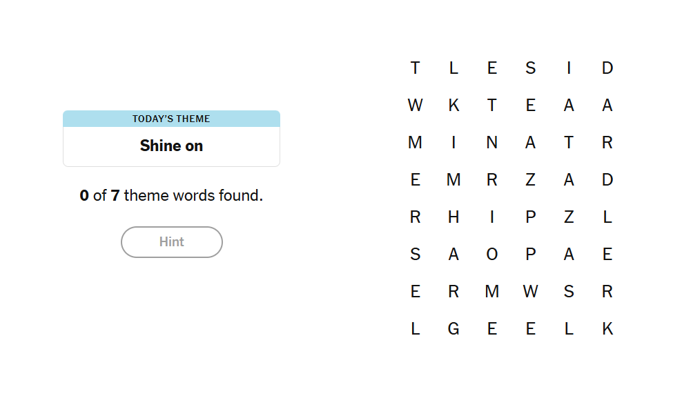 shine on meaning nyt strands
