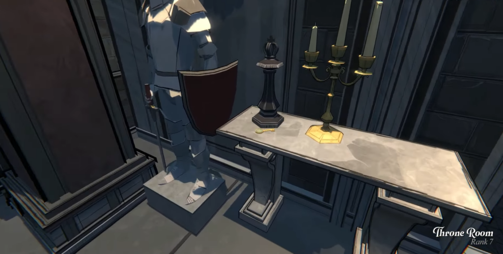 Sactum Key on the table next to the door of throne room in Blue Prince.