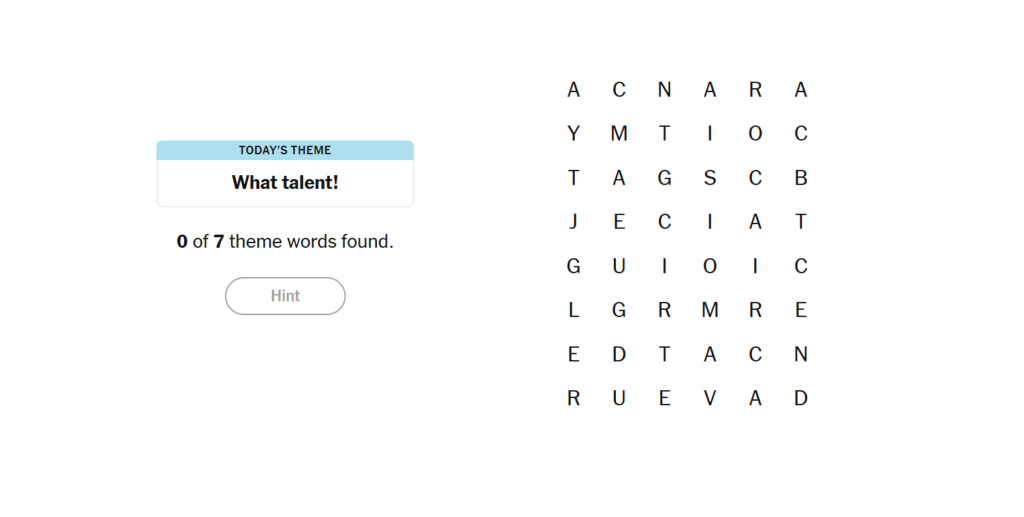 what talent theme nyt strands April 21, 2025