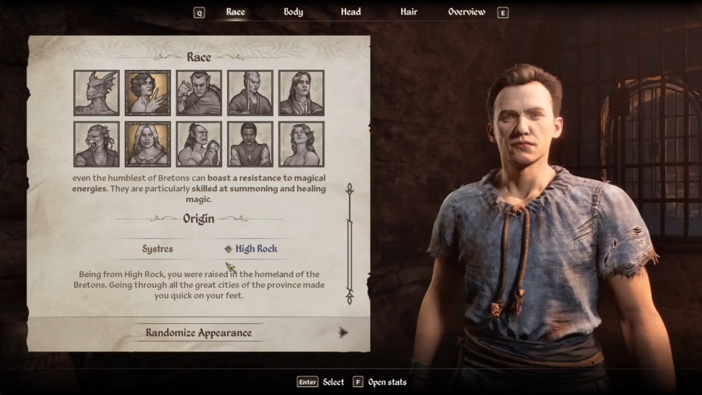 you have to Choose one of ten races before you can create and customize your female character Oblivion Remaster.