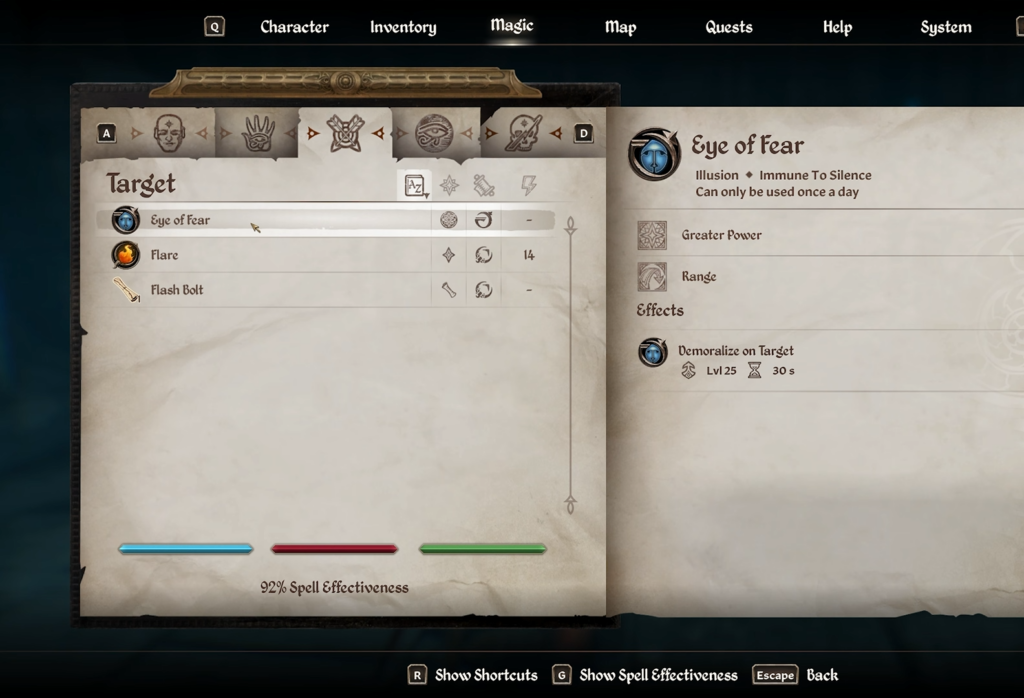 The Eye of Fear makes enemies under level 25 run away in Obilivion Remastered
