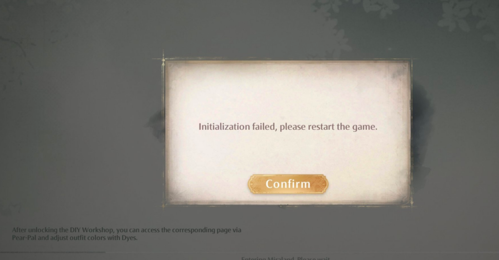 Infinity Nikki Initialization Failed