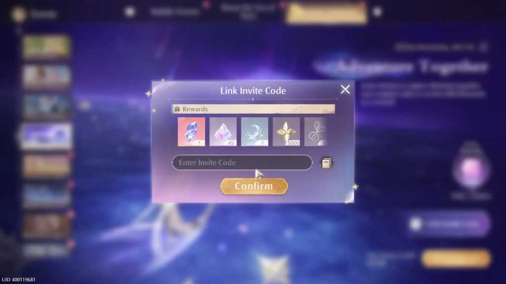 invite code