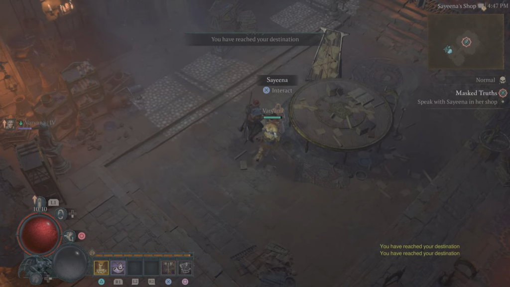 Speak with Sayeena to start the Masked Truths quest in Diablo 4.
