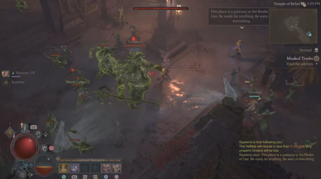 Temple of Belial is filled with enemies like Crushers in Diablo 4.