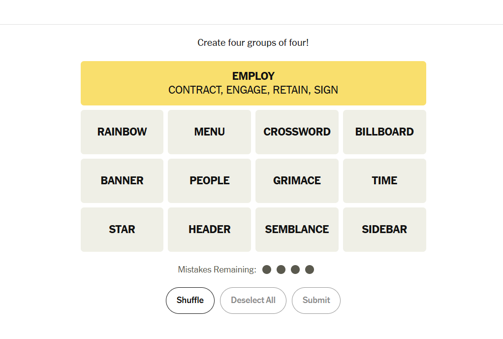 yellow group nyt connections