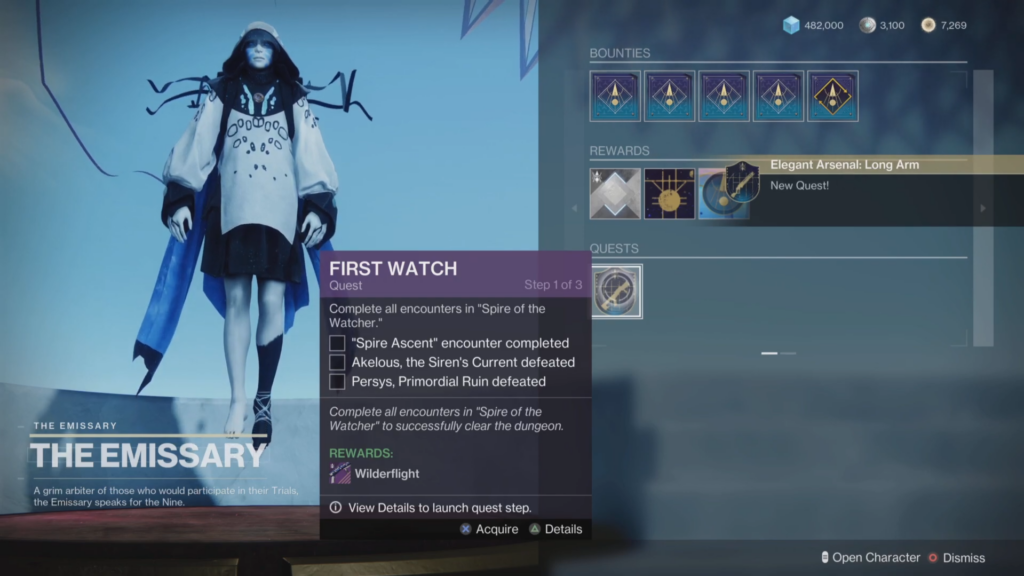 Objectives for First Watch quest in Destiny 2.