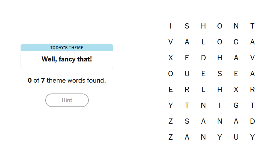 Well fancy that meaning in nyt strands