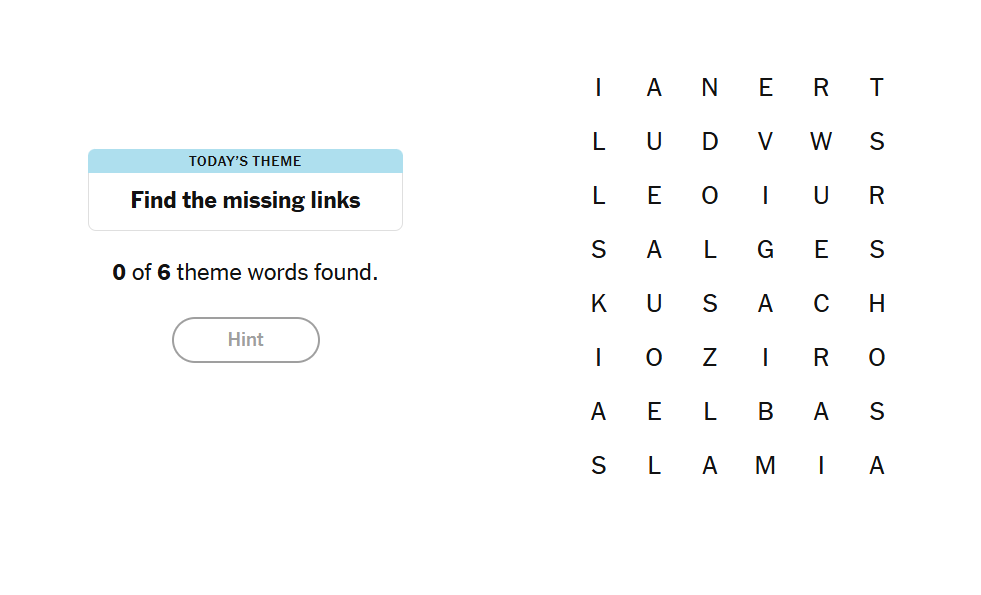 Find the missing links meaning nyt strands