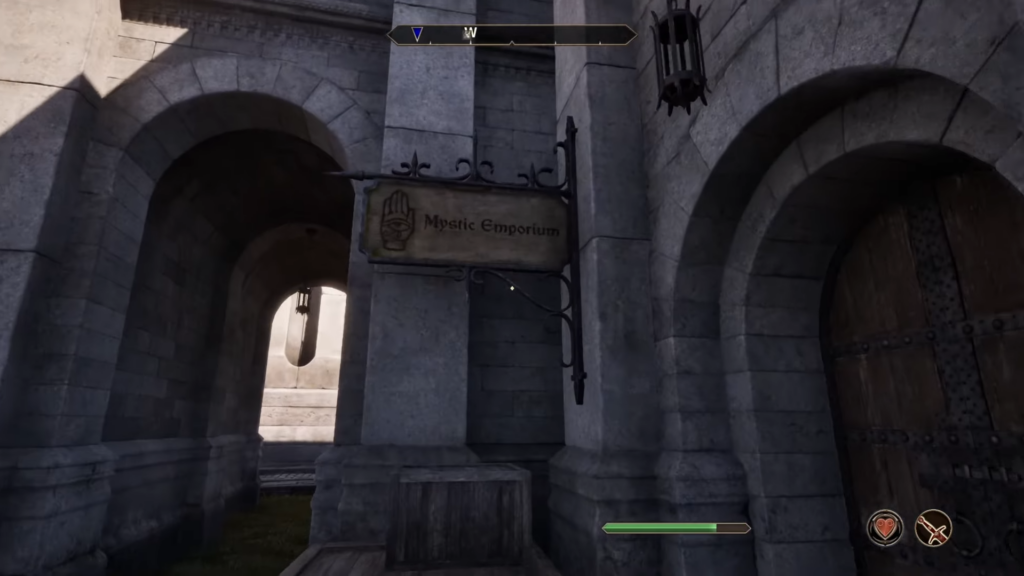 Keep moving until you reach Mystic Emporium and head inside to meet Aurelinwae in Oblivion Remastered.