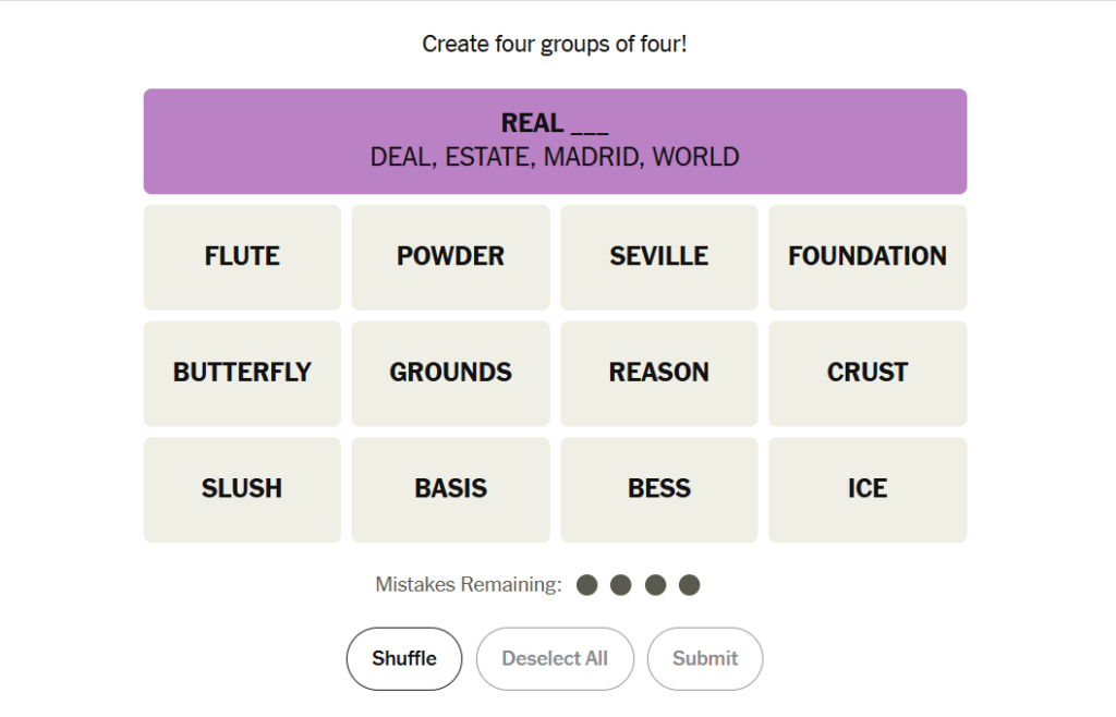 purple group nyt connections
