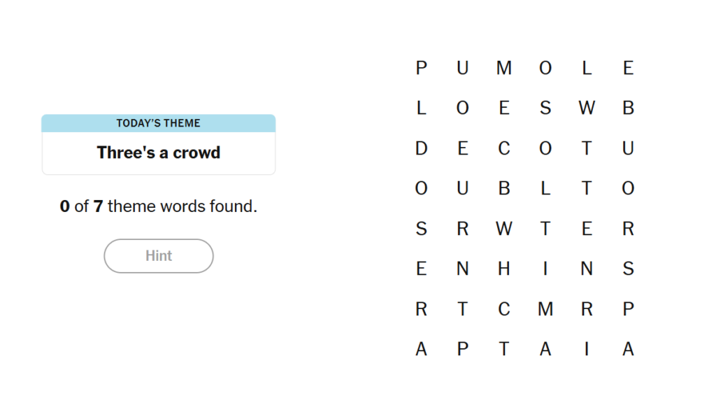 three's a crowd in nyt strands