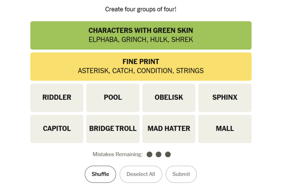yellow group in nyt 