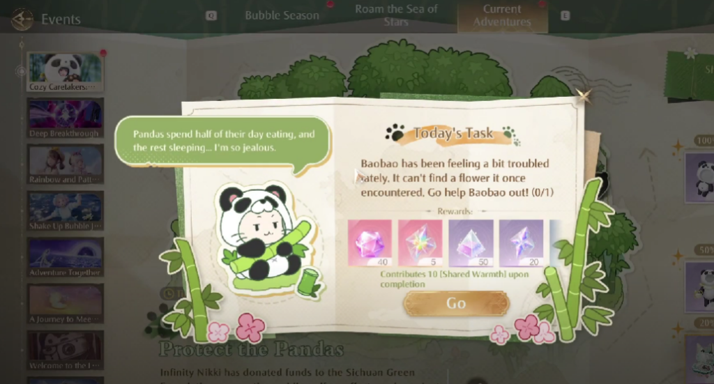 infinity nikki baobao tasks