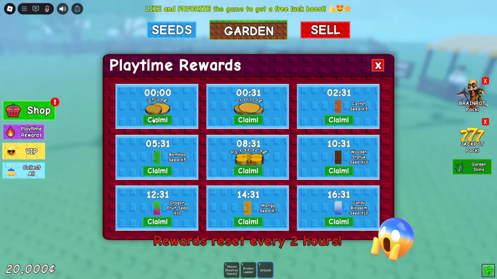 playtime rewards