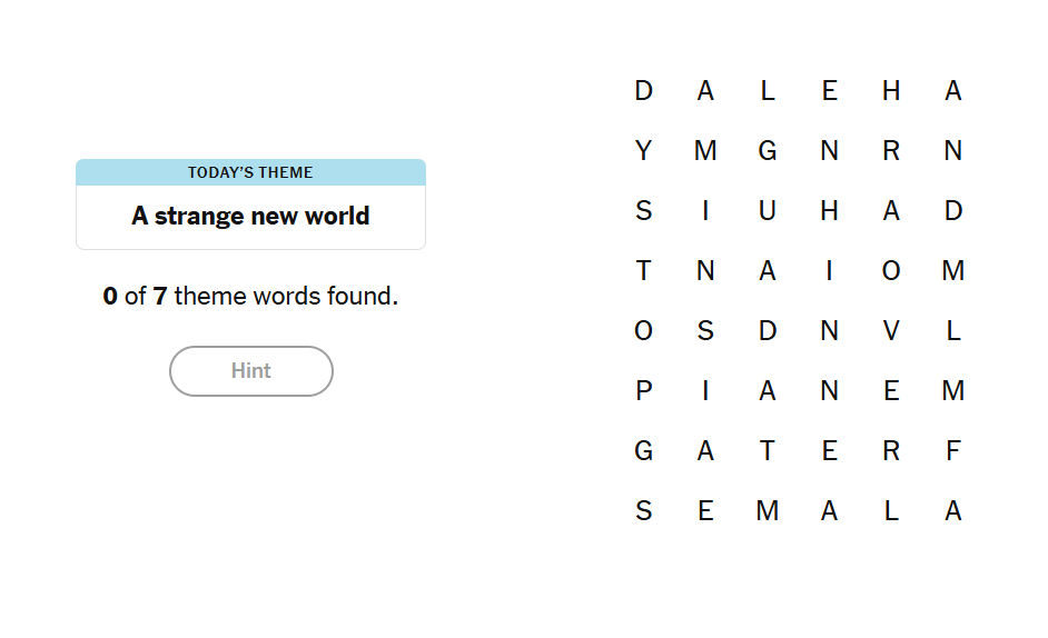 A strange new world meaning nyt strands