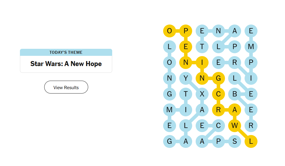 Star Wars A New Hope meaning nyt strands