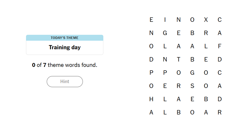 Training day meaning nyt strands
