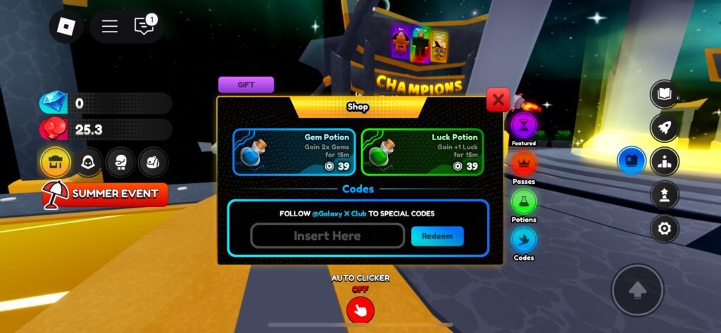 anime galaxy x codes