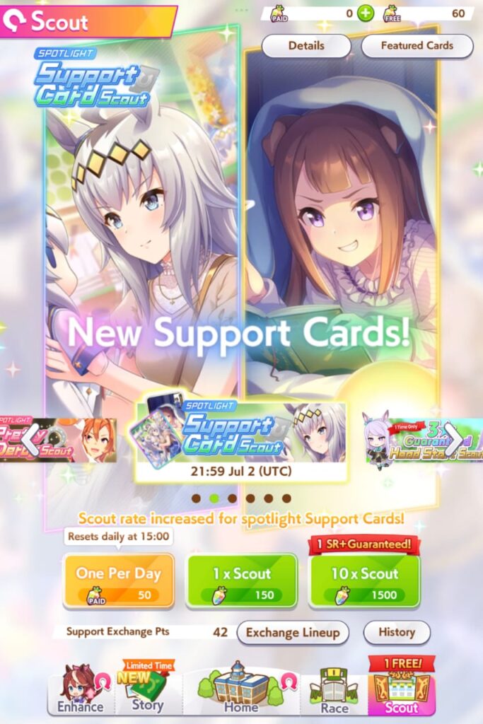 uma musume summon support cards