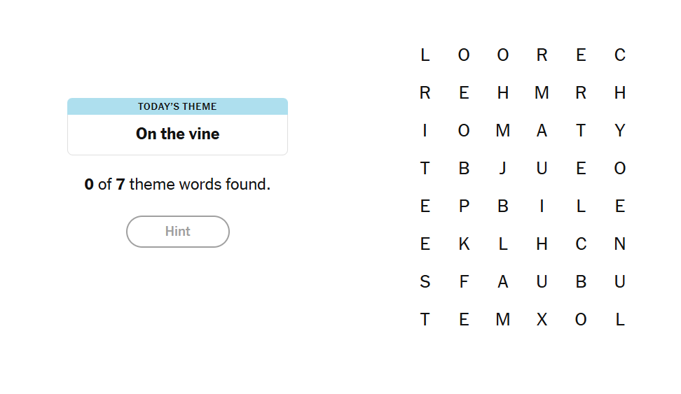 On the vine meaning nyt strands