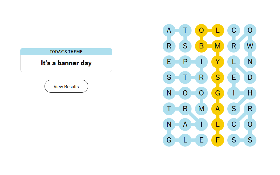 It's a banner day meaning nyt strands