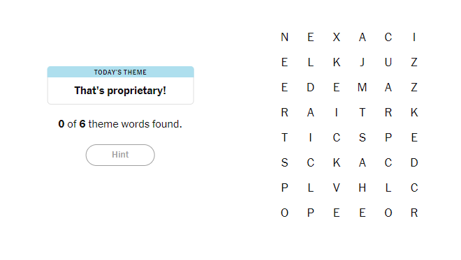 That's proprietary meaning nyt strands