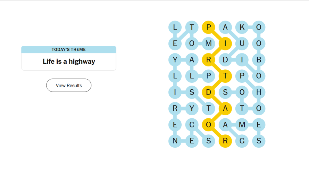 life is a highway nyt strands answers