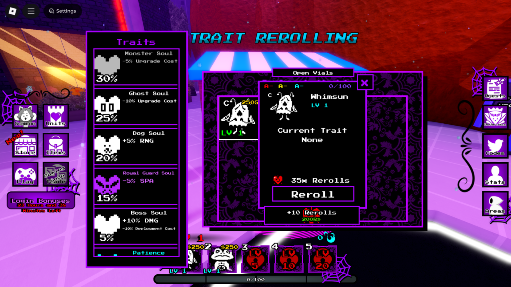 undertale adventures td trait reroll