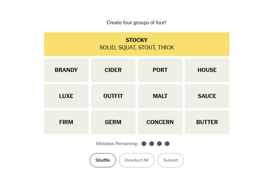 yellow group nyt connections