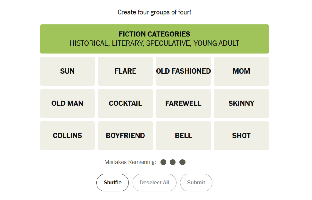 nyt connections june 23, 2025 green group answers