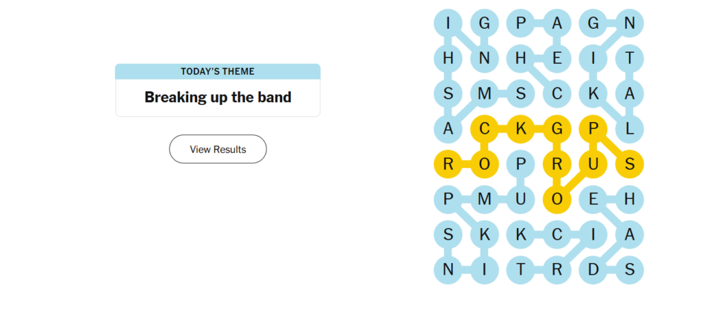 Breaking Up The Band Meaning NYT Strands