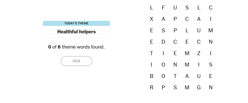 Healthful Helpers Meaning NYT Strands