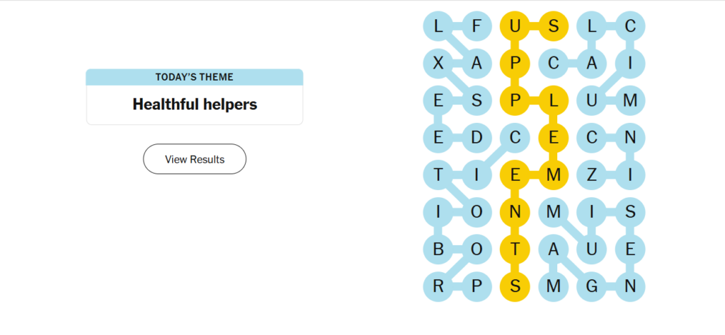 Healthful Helpers Meaning NYT Strands