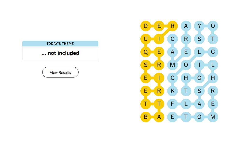 not included meaning nyt strands