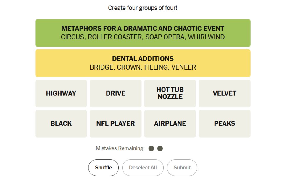 yellow group in nyt