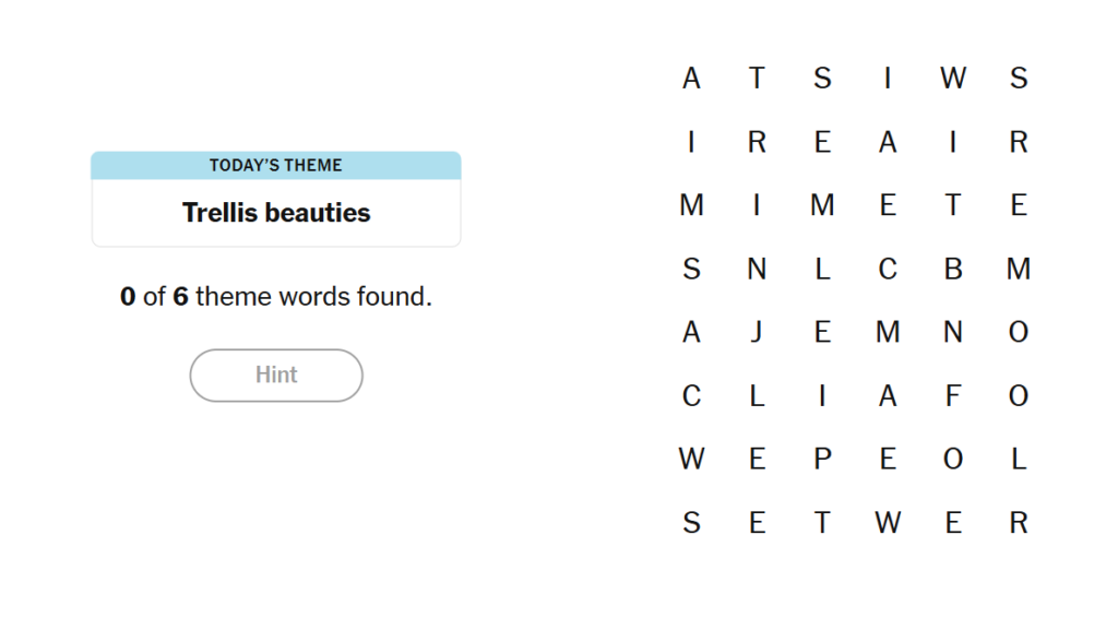 trellis beauties meaning nyt strands