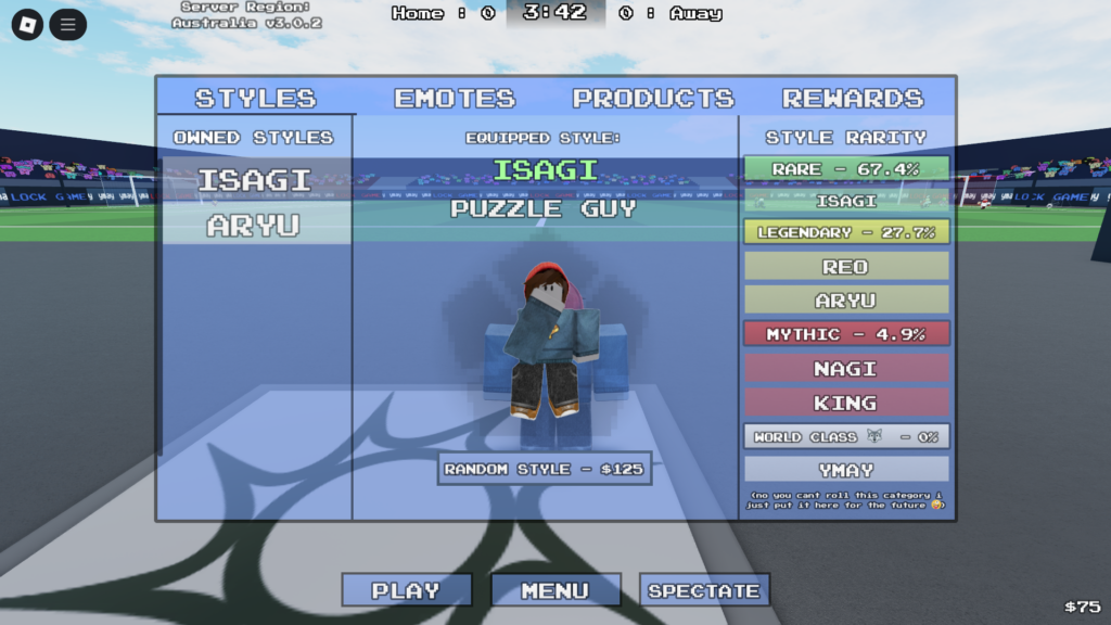 lock game use cash to get styles and emotes 