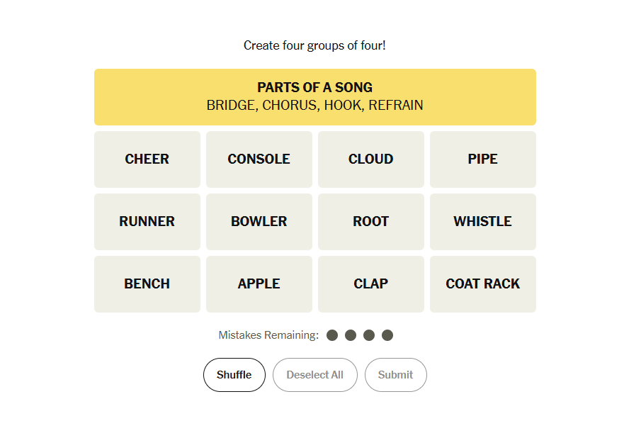 yellow group nyt connections