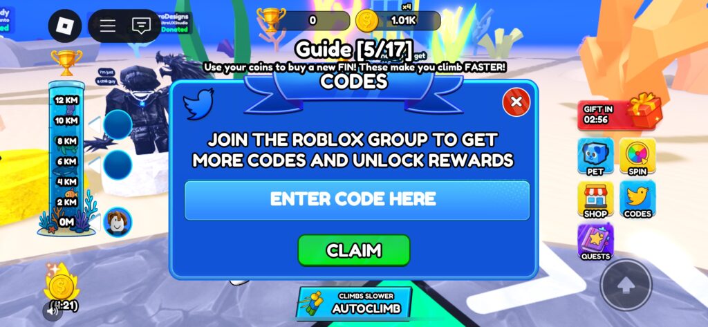 climb and dive for cash codes
