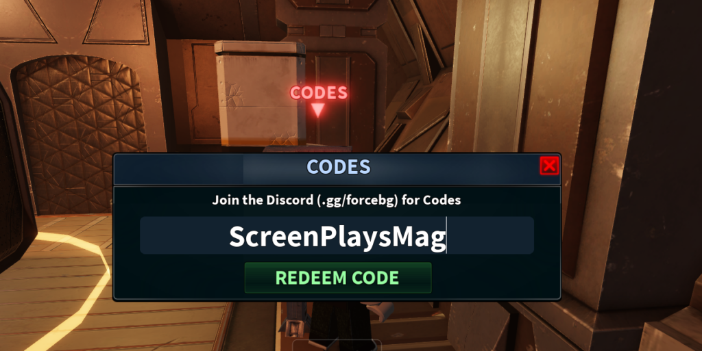 type the valid codes in force battlegrounds 