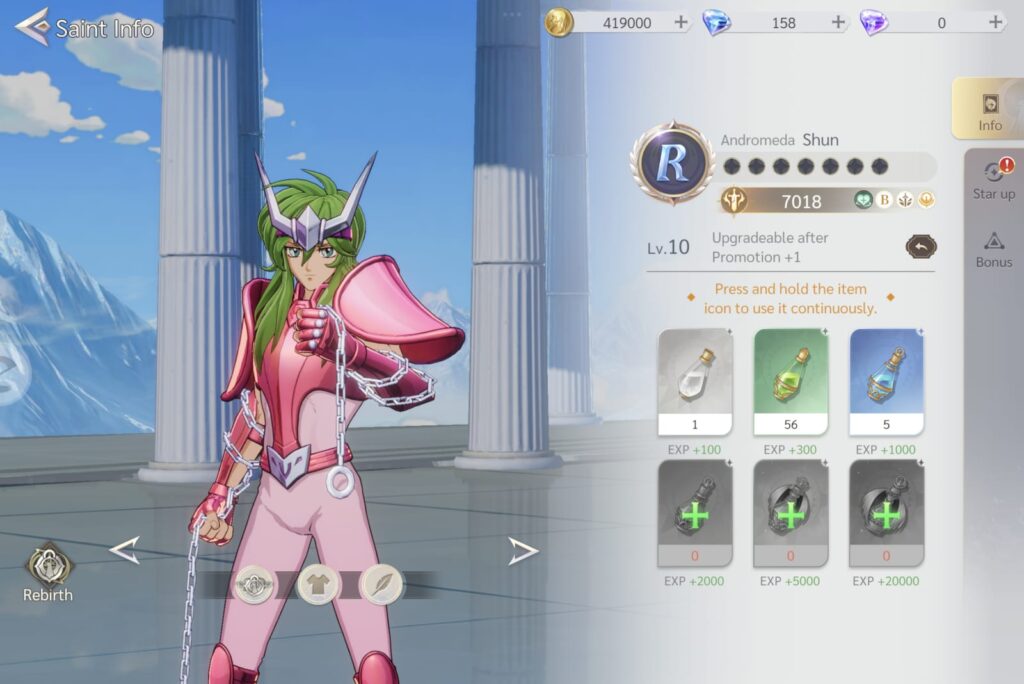 saint seiya ex level up Saints