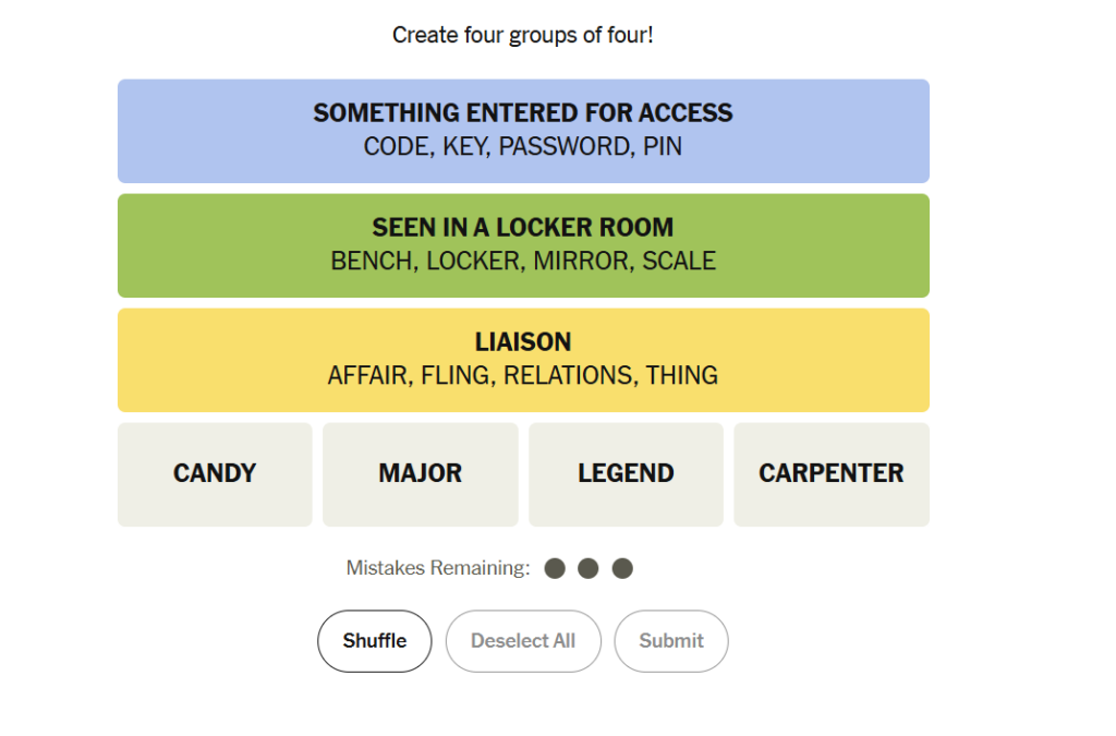 yellow group in nyt games