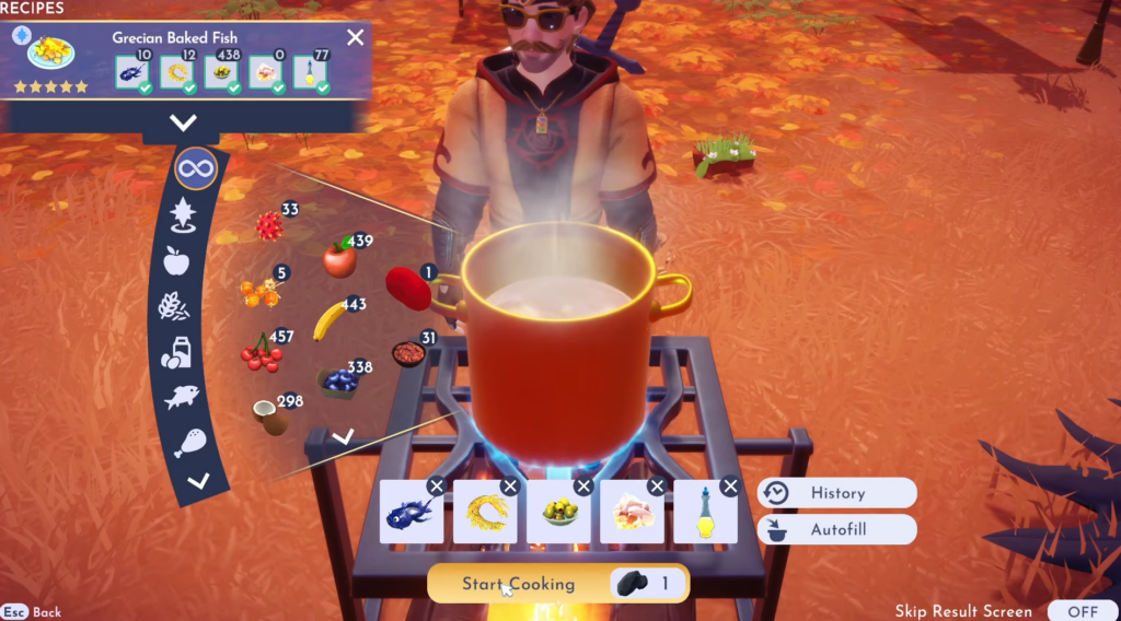 the two flames united disney dreamlight valley prepare cooked fish