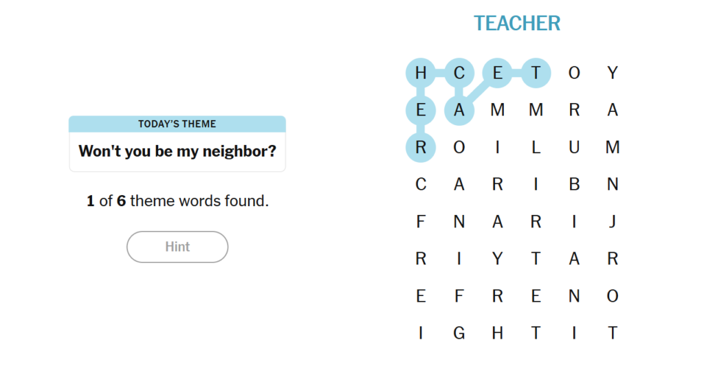 teach in nyt strands 