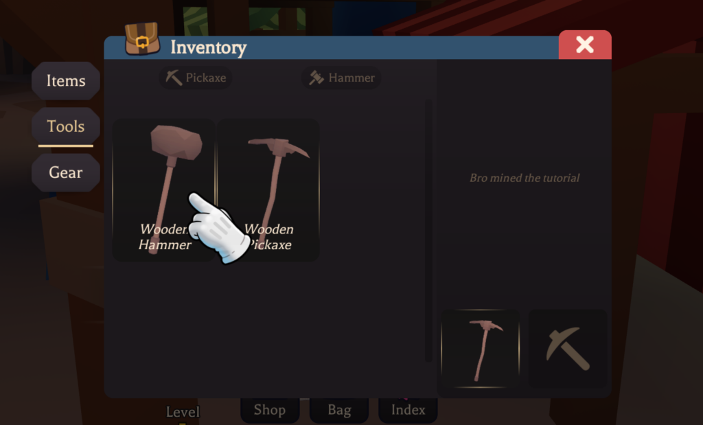 wooden hammer break rocks