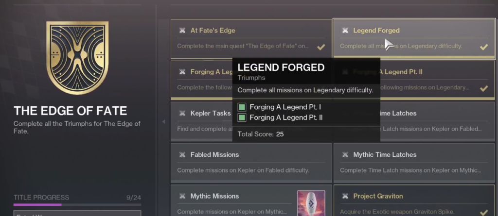 Legend forged Triumph in destiny 2
