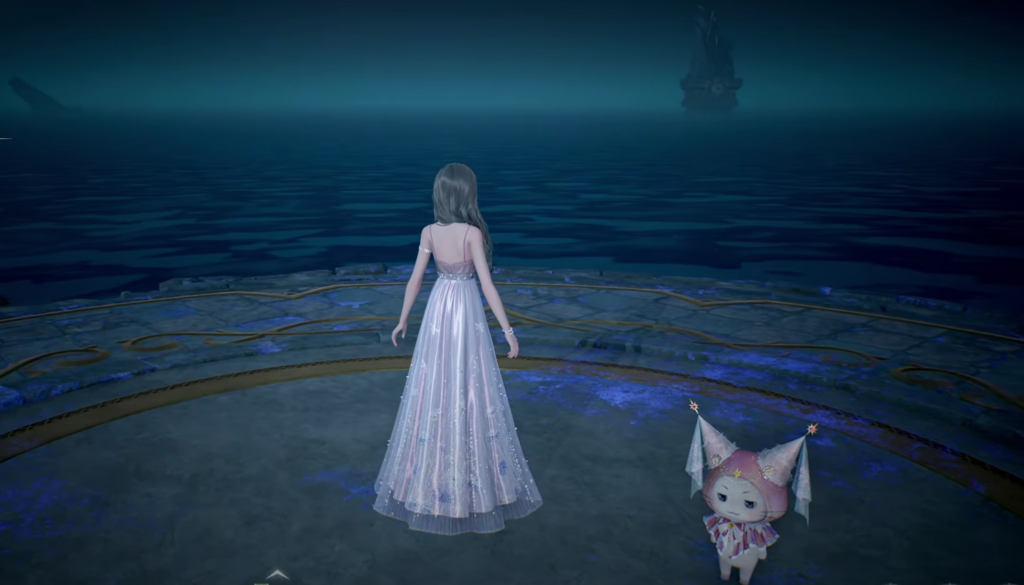 Wear [Midnight Gleam] and take a photo with Momo in Sith's Memory Realm 